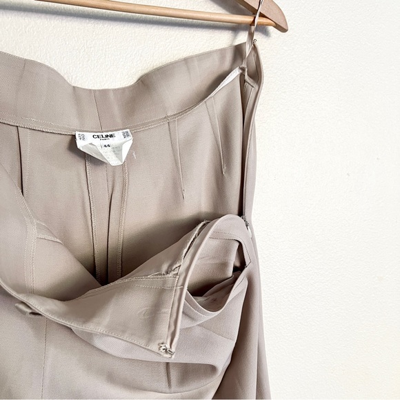 Vintage CELINE 100% Wool Double Breasted Blazer + Wide Leg Pants SET in Beige - Picture 14 of 15